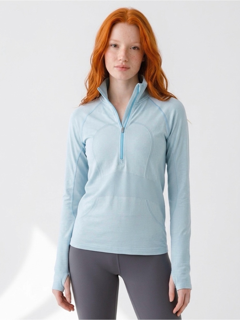 lululemon athletica Light Blue Half-Zip Long Sleeve Top